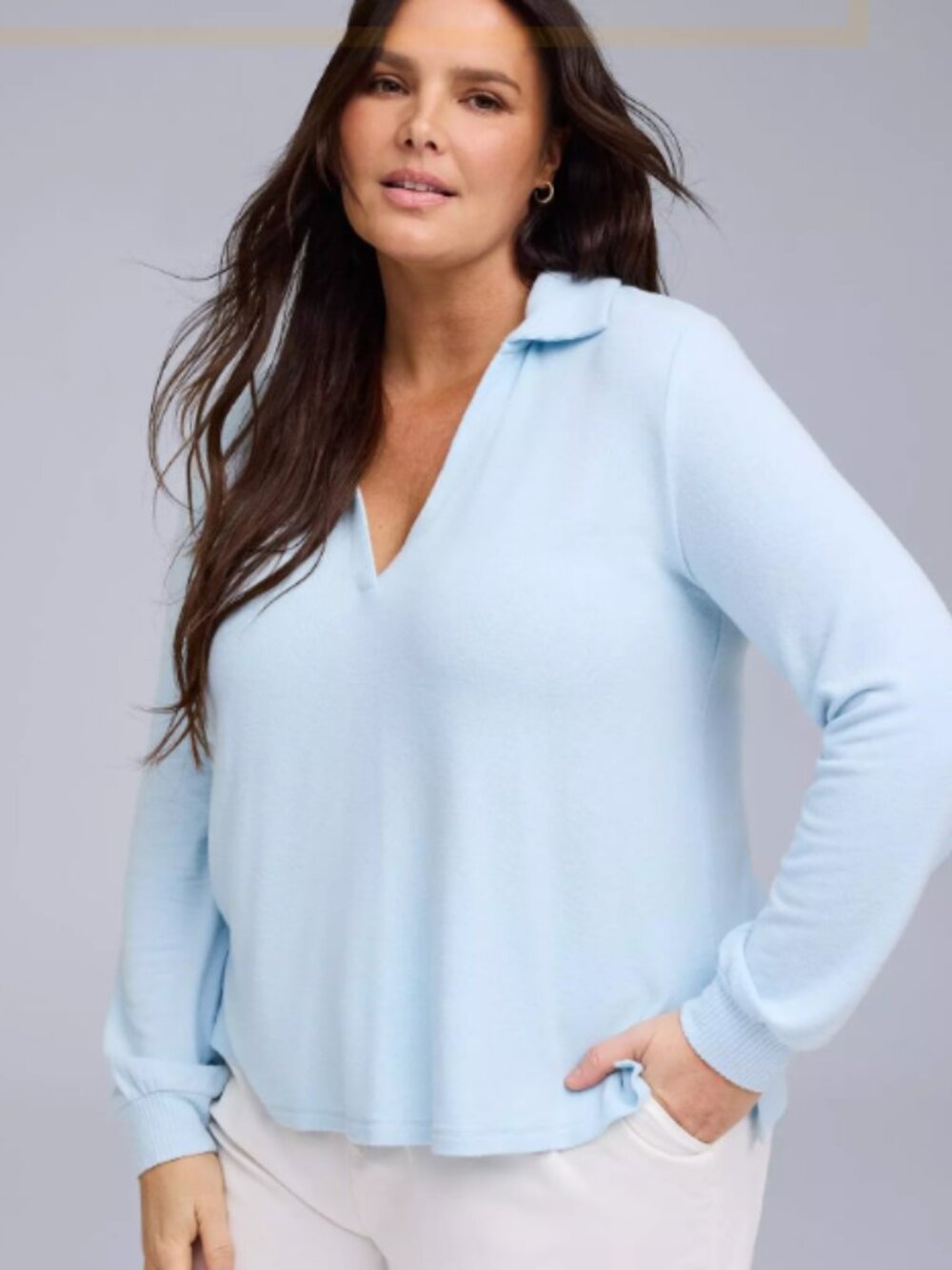 Torrid Belle Isle Collared Top, Lt. Blue, Size 4x